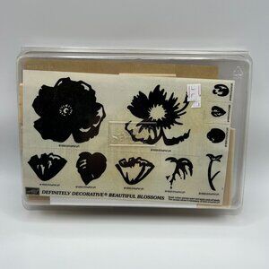 Definitely Decorative Beautiful Blossoms Stamp Set By Stampin Up! Rubber Wood-Mo